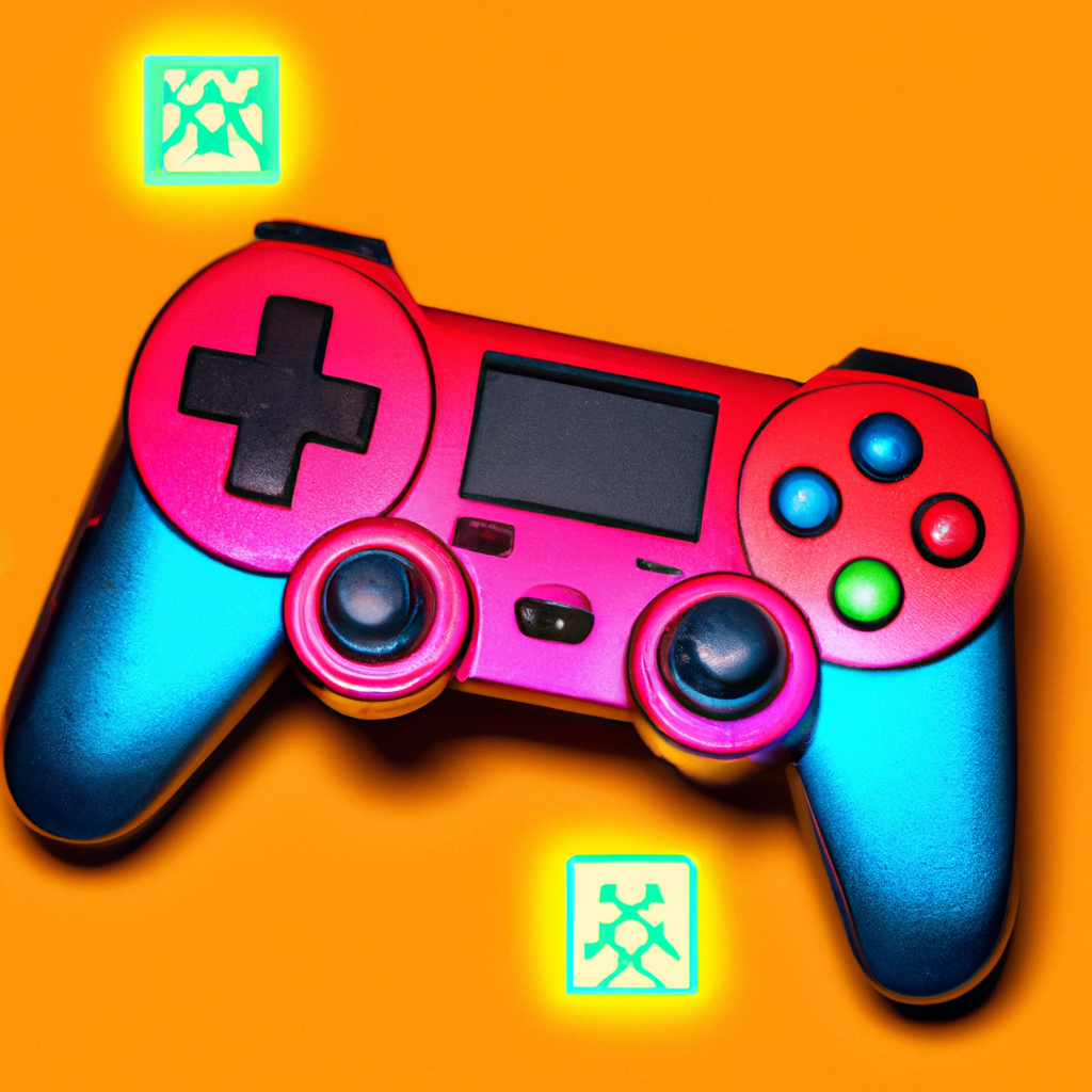 Arcadia Foundry hero art: abstract controller and neon puzzle